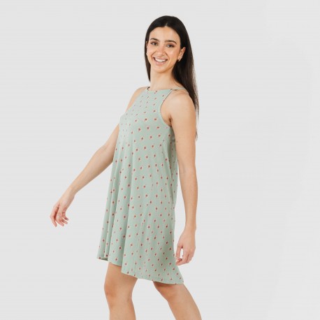 Vestido corto tirantes crepe Alessia verde