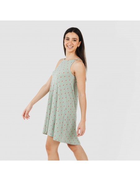 Vestido corto tirantes crepe Alessia verde Vestido corto tirantes crepe Alessia verde