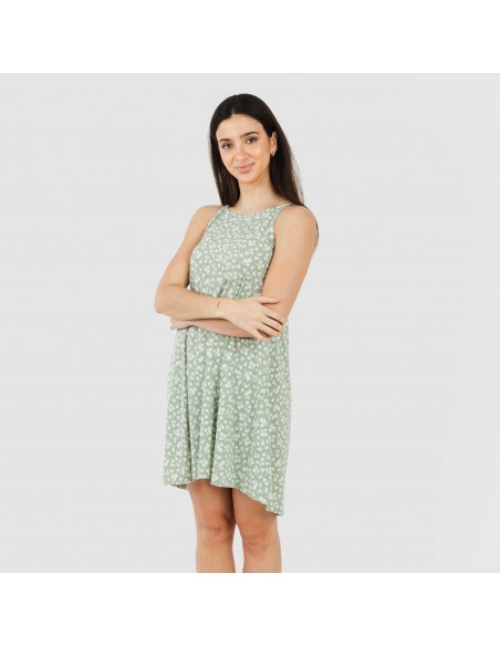 Vestido corto tirantes crepe Oniris verde caceria Vestido corto tirantes crepe Oniris verde caceria