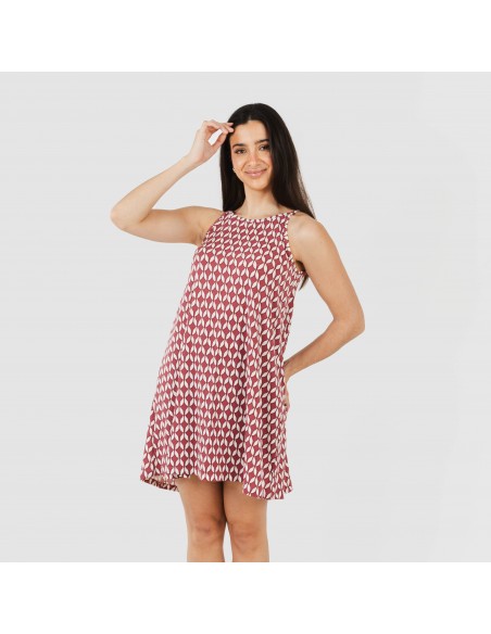 Vestido corto tirantes crepe Alino berenjena Vestido corto tirantes crepe Alino berenjena