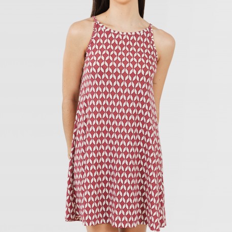 Vestido corto tirantes crepe Alino berenjena