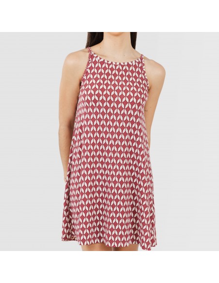 Vestido corto tirantes crepe Alino berenjena Vestido corto tirantes crepe Alino berenjena