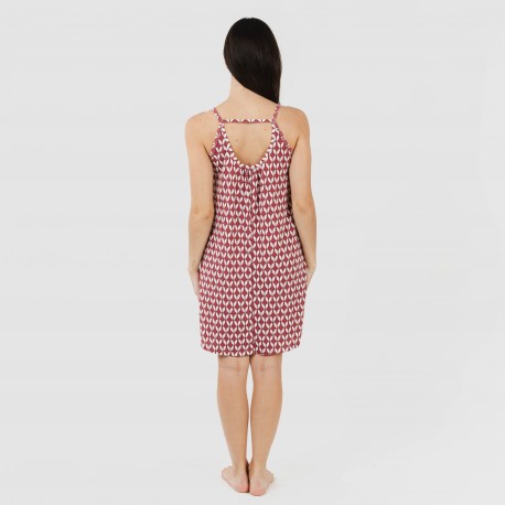 Vestido corto tirantes crepe Alino berenjena