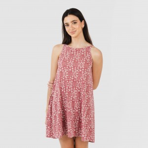 Vestido corto tirantes crepe Piluca malva rosa