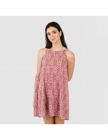 Vestido corto tirantes crepe Piluca malva rosa Vestido corto tirantes crepe Piluca malva rosa