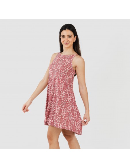 Vestido corto tirantes crepe Piluca malva rosa vestidos-y-blusones-mujer