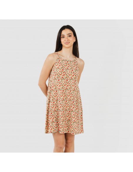 Vestido corto tirantes crepe Musa teja Vestido corto tirantes crepe Musa teja