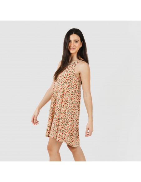 Vestido corto tirantes crepe Musa teja Vestido corto tirantes crepe Musa teja