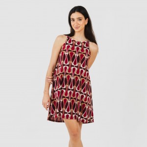 Vestido corto tirantes crepe Castelar burdeos 2
