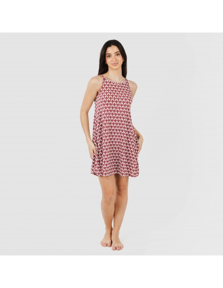 Vestido corto tirantes crepe Alino berenjena Vestido corto tirantes crepe Alino berenjena