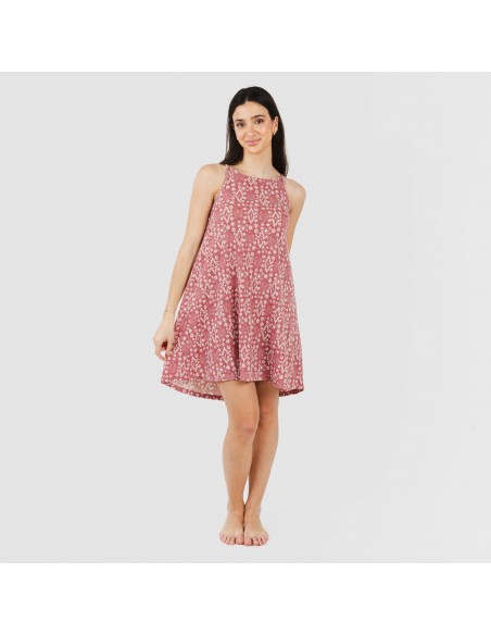 Vestido corto tirantes crepe Piluca malva rosa Vestido corto tirantes crepe Piluca malva rosa