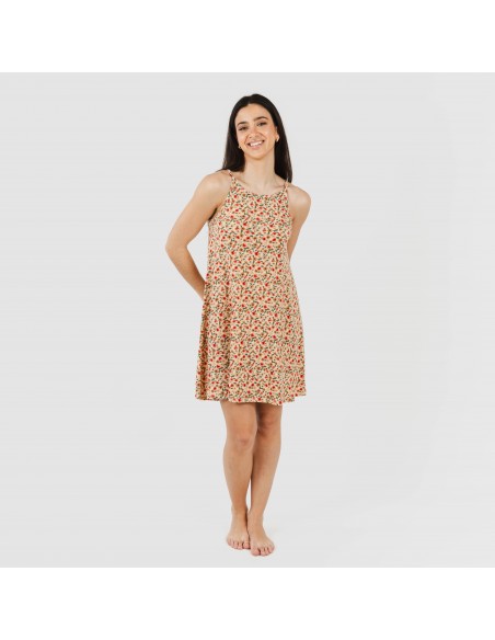 Vestido corto tirantes crepe Musa teja Vestido corto tirantes crepe Musa teja