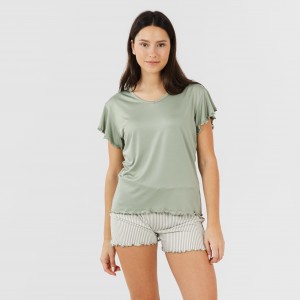 Pijama manga corta mujer soft Raya Leia verde caceria