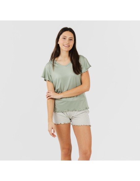 Pijama manga corta mujer soft Raya Leia verde caceria Pijama manga corta mujer soft Raya Leia verde caceria