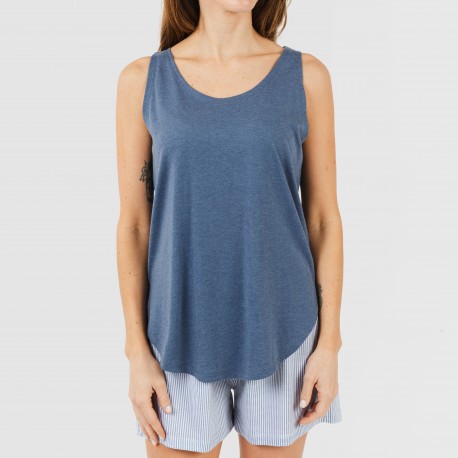 Pijama corto algodón Lista indigo