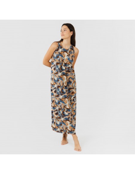 Vestido largo tirantes crepe Uliena