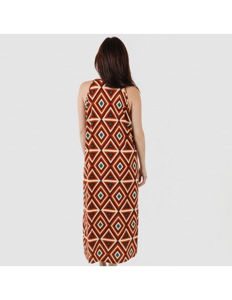 Vestido largo tirantes crepe Cagliari marrón Vestido largo tirantes crepe Cagliari marrón