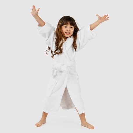 Albornoz liso Blanco 450gr Niños