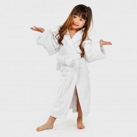 Albornoz liso Blanco 450gr Niños