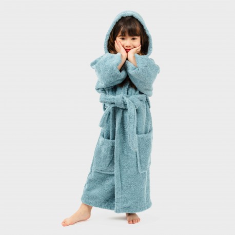 Albornoz liso agua marina 450gr Niños
