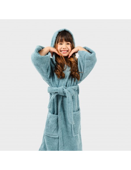 Albornoz liso agua marina 450gr Niños Albornoz liso agua marina 450gr Niños
