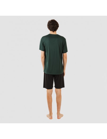 Conjunto deportivo corto tecnico hombre verde botella negro Conjunto deportivo corto tecnico hombre verde botella negro