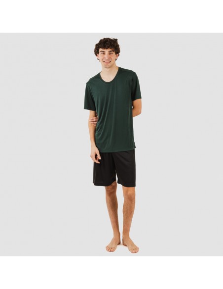 Conjunto deportivo corto tecnico hombre verde botella negro Conjunto deportivo corto tecnico hombre verde botella negro