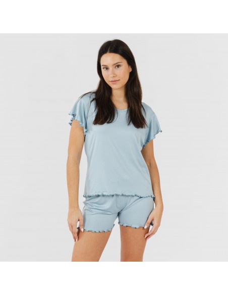 Pijama manga corta mujer soft liso Pijama manga corta mujer soft liso