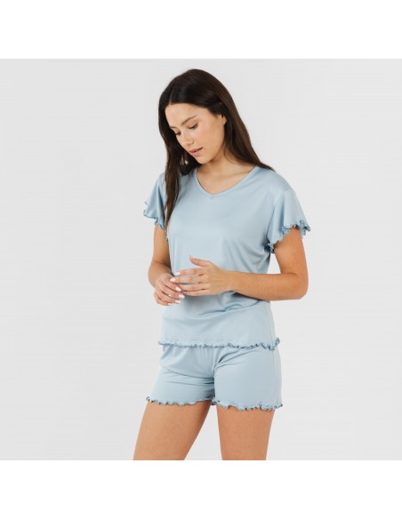 Pijama manga corta mujer soft liso Pijama manga corta mujer soft liso