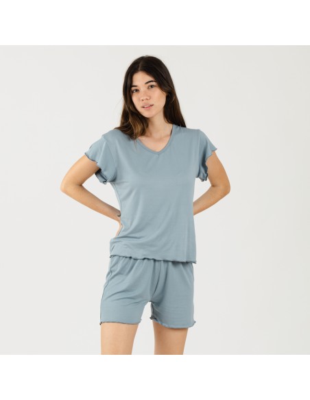 Pijama manga corta mujer soft liso Pijama manga corta mujer soft liso