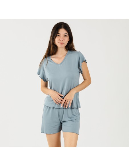 Pijama manga corta mujer soft liso Pijama manga corta mujer soft liso