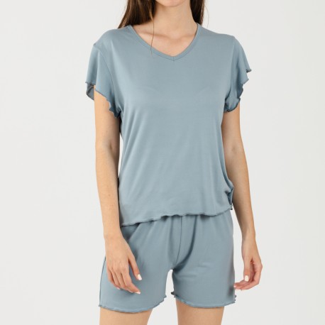 Pijama manga corta mujer soft liso
