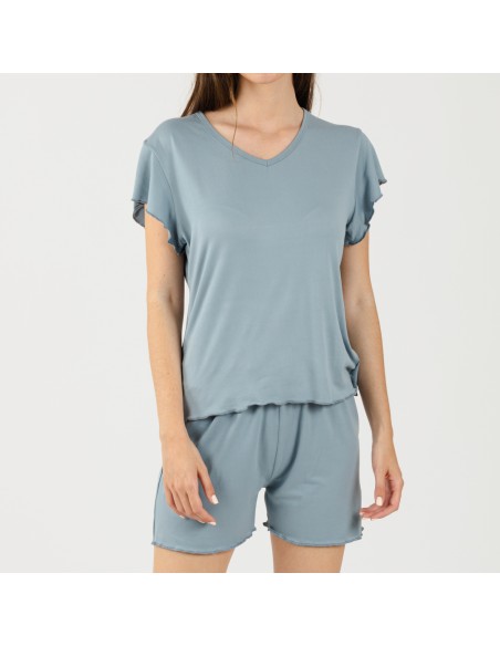 Pijama manga corta mujer soft liso Pijama manga corta mujer soft liso