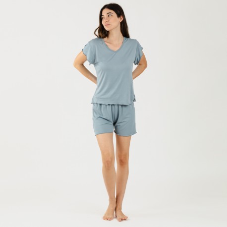 Pijama manga corta mujer soft liso