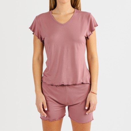 Pijama manga corta mujer soft liso