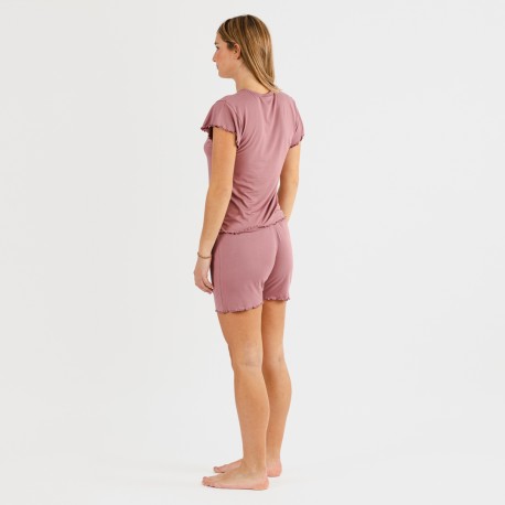 Pijama manga corta mujer soft liso