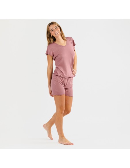 Pijama manga corta mujer soft liso Pijama manga corta mujer soft liso