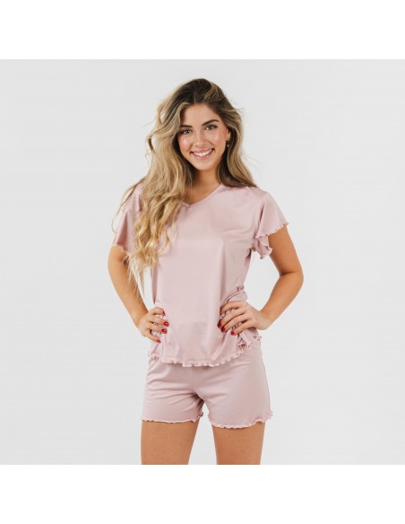 Pijama manga corta mujer soft liso Pijama manga corta mujer soft liso