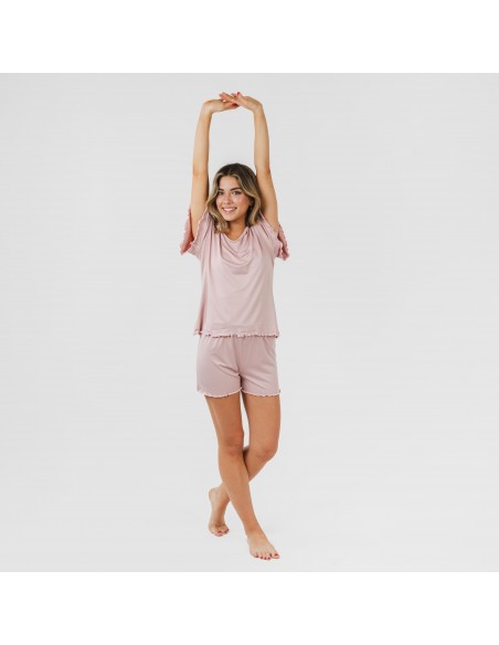 Pijama manga corta mujer soft liso Pijama manga corta mujer soft liso