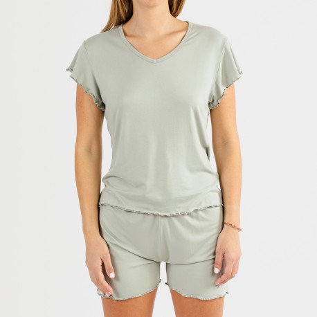 Pijama manga corta mujer soft liso