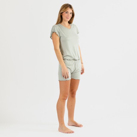 Pijama manga corta mujer soft liso