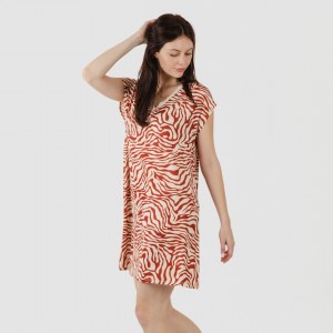 Vestido corto manga fluida soft Palmina teja 2