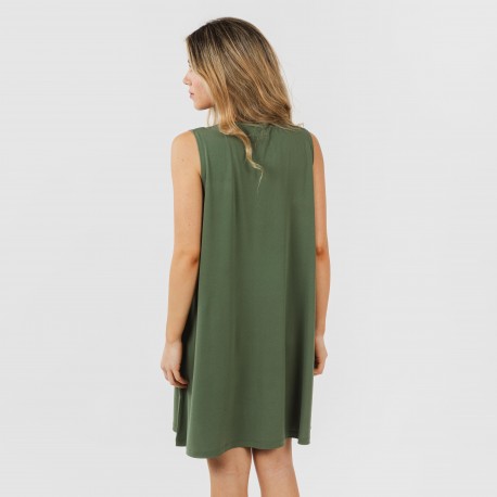 Vestido corto crepe liso