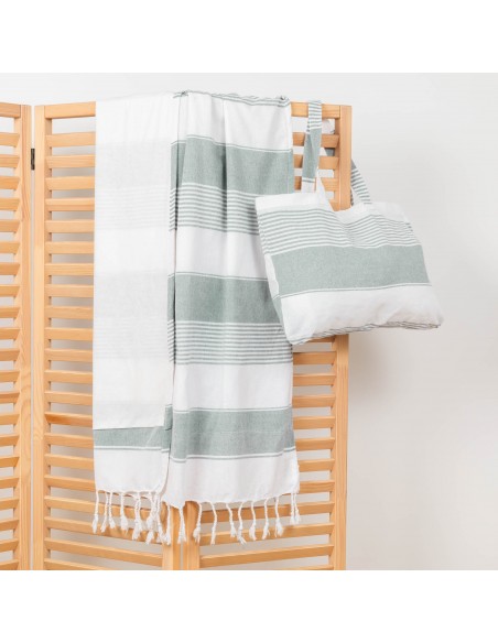 Pack Toalla Pareo + Bolso Raya algodón Pack Toalla Pareo + Bolso Raya algodón