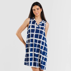 Vestido corto cuello y solapa soft Naroa azul marino
