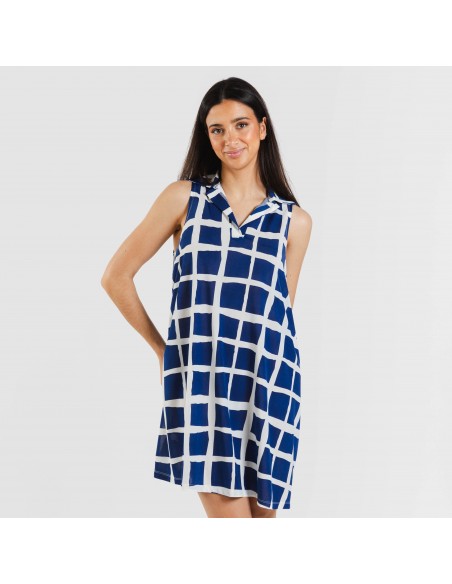 Vestido corto cuello y solapa soft Naroa azul marino Vestido corto cuello y solapa soft Naroa azul marino
