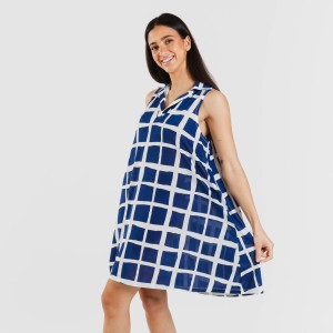 Vestido corto cuello y solapa soft Naroa azul marino 2