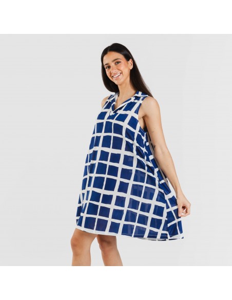 Vestido corto cuello y solapa soft Naroa azul marino Vestido corto cuello y solapa soft Naroa azul marino