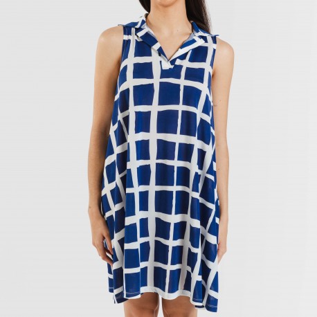 Vestido corto cuello y solapa soft Naroa azul marino