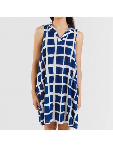 Vestido corto cuello y solapa soft Naroa azul marino Vestido corto cuello y solapa soft Naroa azul marino